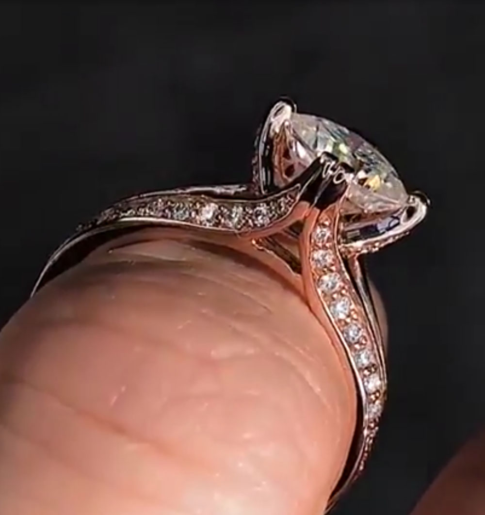 Moissanite Engagement Ring 1 Carat - Özel Katı 10 K Gül Altın