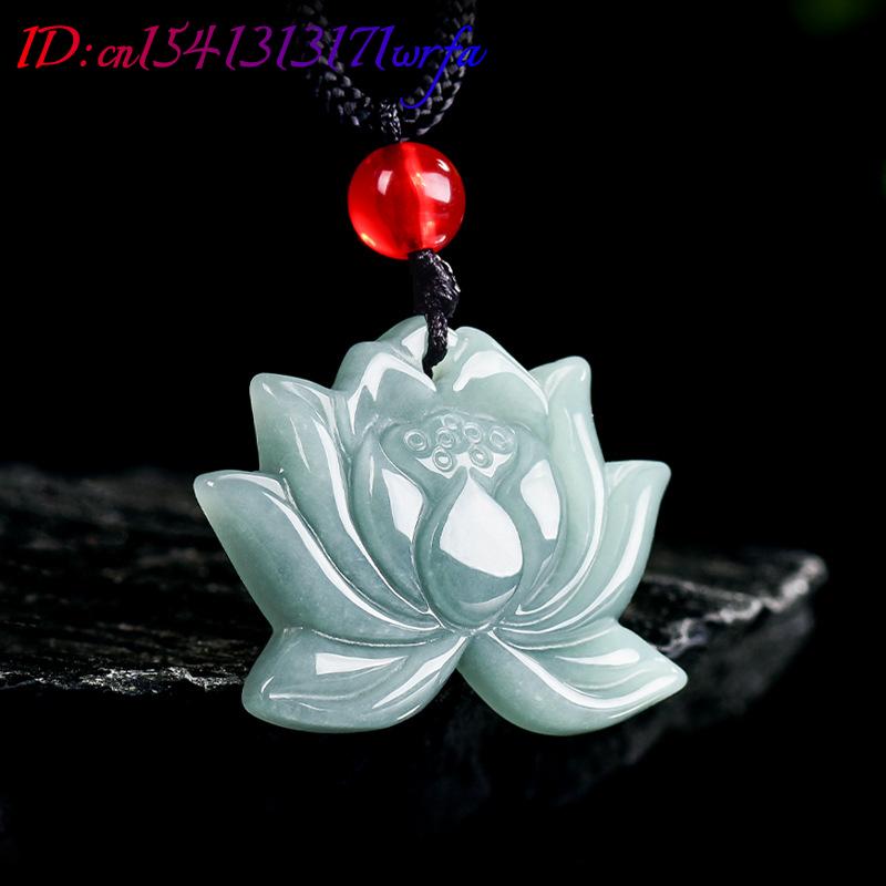 Necklaces - Myanmar Jadeit Lotus Kolye Kolye Charm