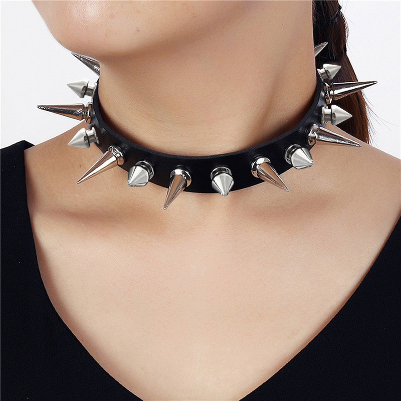 Goth Punk Spike Choker - Punk Uzun Sivri Uçlu Choker, Kadın