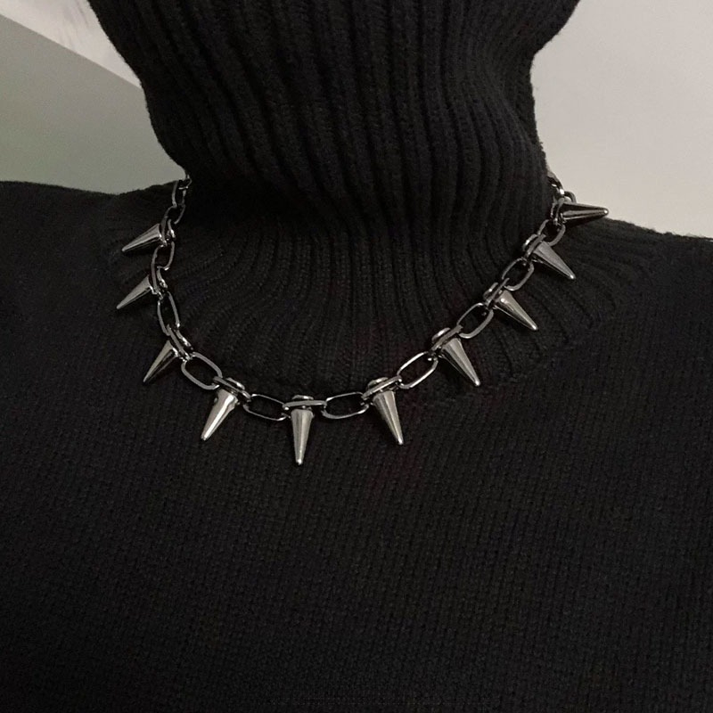 Goth Punk Spike Choker - Moda Punk Spike Chokers Kolye Goth