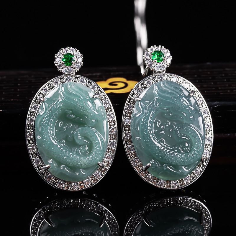 Myanmar Jadeite Ejderha Kolye  - 925 Sterling Silver Chain Necklace Men incelemesi ve fiyatı